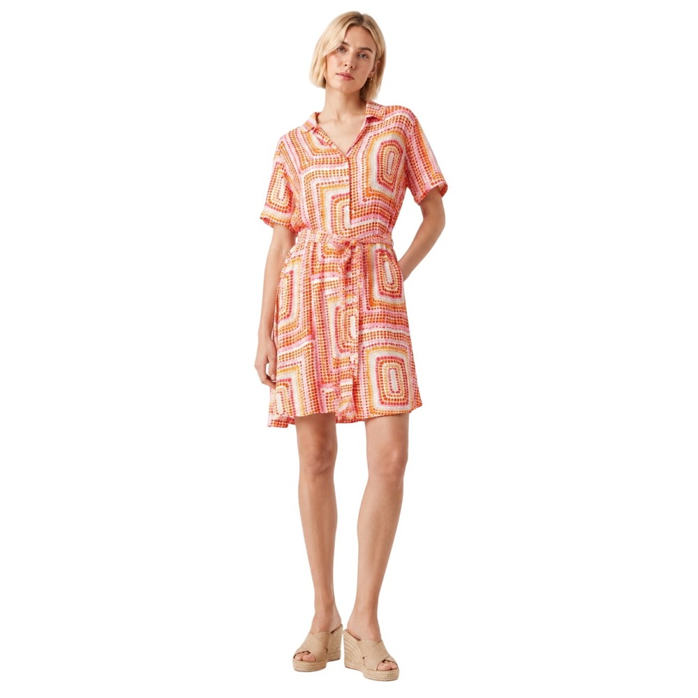 ALLSAINTS Athea Luisa Geo Print Shirt Dress Retro Mod Resort UK 12 US 8
